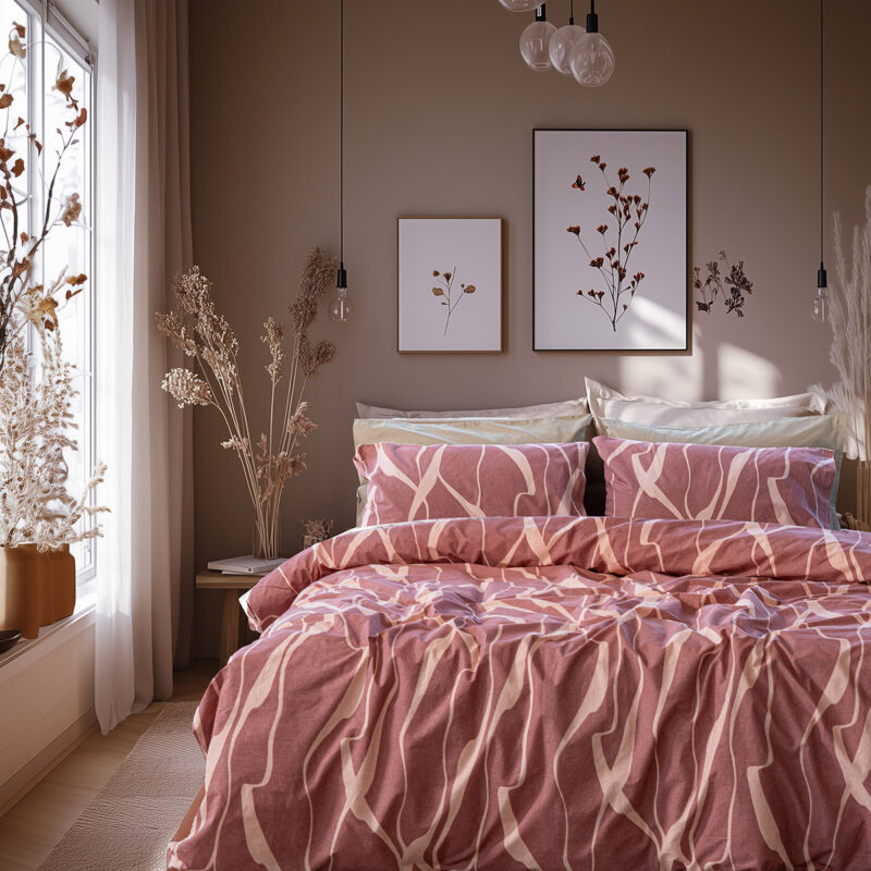 Beauty Home Σετ σεντόνια υπέρδιπλα με λάστιχο Glory Art 12375 170×200+32 Σάπιο Μήλο 5767431