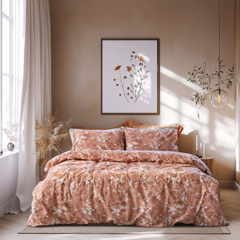 Beauty Home Σετ σεντόνια υπέρδιπλα με λάστιχο Glory Art 12376 170×200+32 Κεραμιδί 5768094