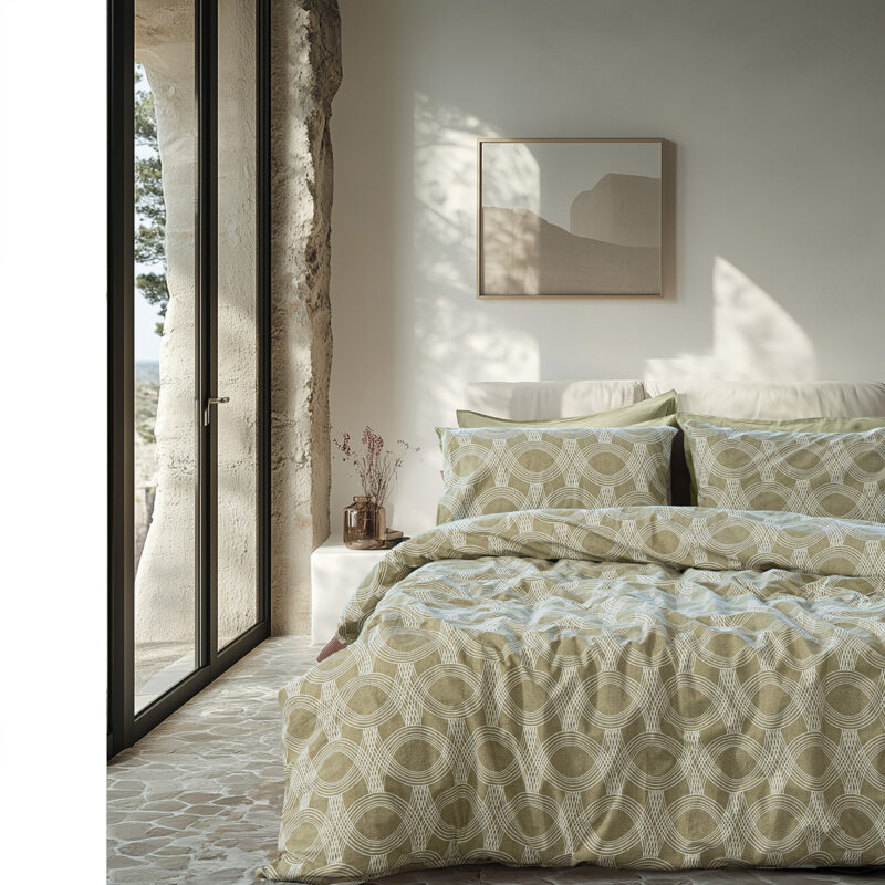 Beauty Home Σετ σεντόνια υπέρδιπλα με λάστιχο Glory Art 12377 170×200+32 Λαδί 5768123