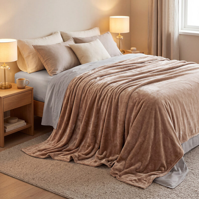 Beauty Home Κουβέρτα υπέρδιπλη Velora Art 12550 100% polyester super soft 550gsm 220×240 Άμμου 5770699