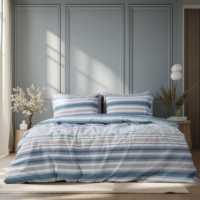 Beauty Home Σετ σεντόνια υπέρδιπλα με λάστιχο Moments Art 12561 165×200+30 Σιέλ 5769109
