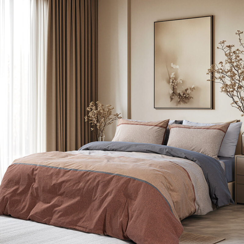 Beauty Home Σετ σεντόνια υπέρδιπλα με λάστιχο Moments Art 12565 165×200+30 Καφέ 5769332