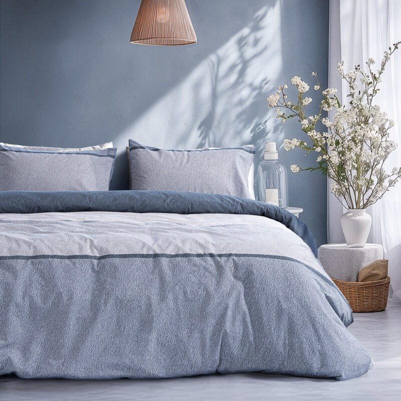 Beauty Home Σετ σεντόνια υπέρδιπλα με λάστιχο Moments Art 12566 165×200+30 Σιέλ 5769381