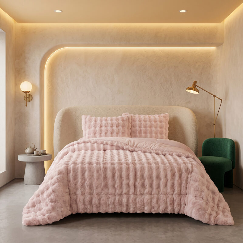 Beauty Home Κουβερτοπάπλωμα γούνινο υπέρδιπλο Art 12664 220×240 Ροζ 6045509