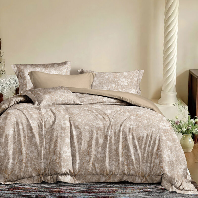 Beauty Home Σετ σεντόνια υπέρδιπλα με λάστιχο Memories Art 12680 165×200+30 Μόκα 5768406