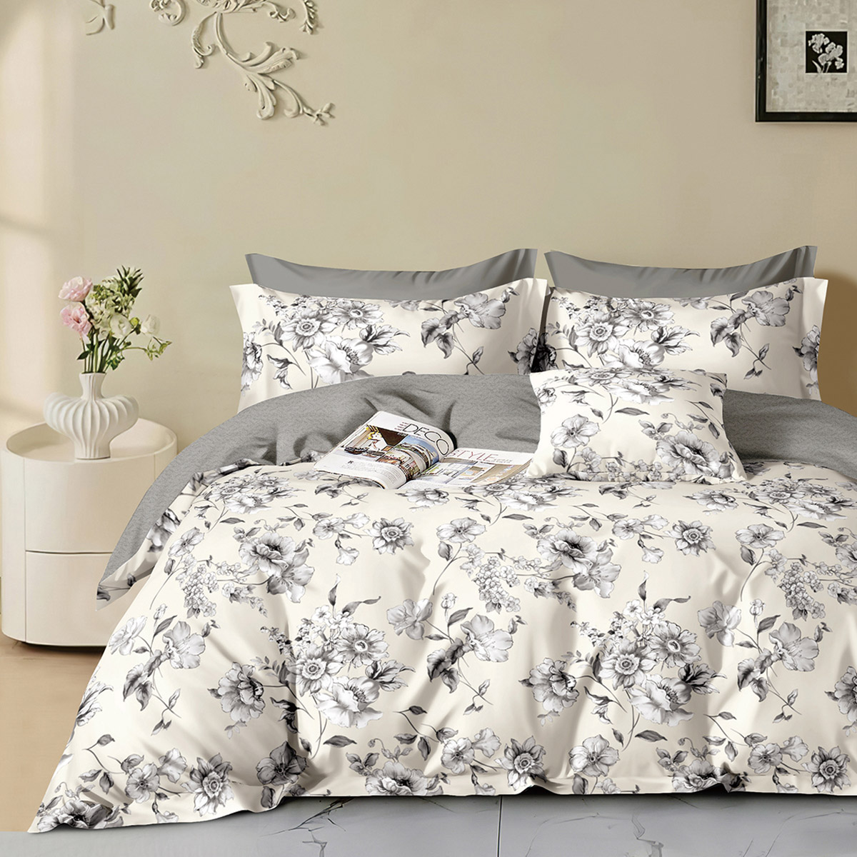 Beauty Home Σετ σεντόνια υπέρδιπλα με λάστιχο Memories Art 12683 165x200+30 Μπεζ