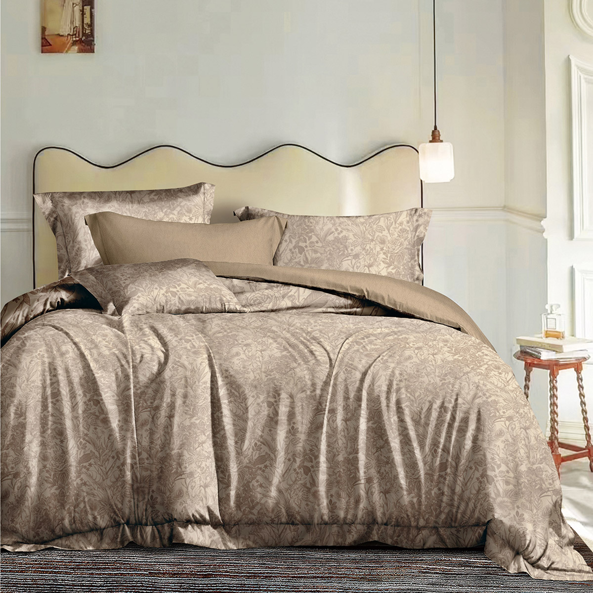 Beauty Home Σετ σεντόνια υπέρδιπλα με λάστιχο Memories Art 12690 165x200+30 Μόκα