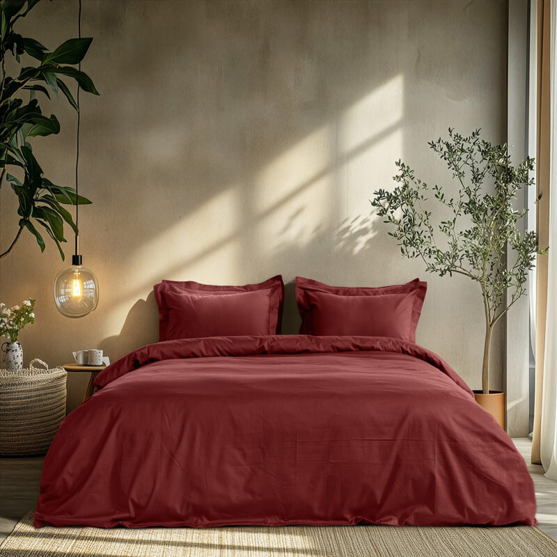 Beauty Home Σετ σεντόνια υπέρδιπλα με λάστιχο Art 1700 Harmony 170×200+30 Μπορντό 5766403