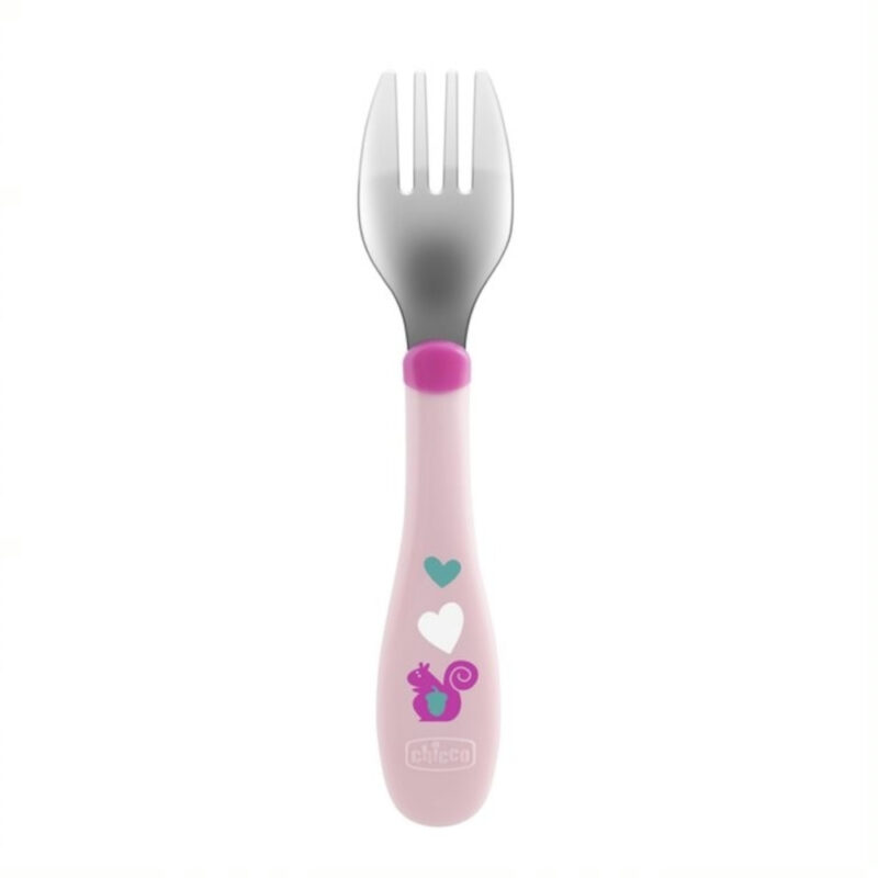 Σετ Κουτάλι και Πιρούνι Μεταλλικά 18m+ Metal Cutlery Chicco Pink 086634