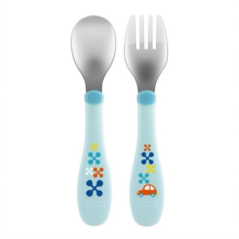 Σετ Κουτάλι και Πιρούνι Μεταλλικά 18m+ Metal Cutlery Chicco Blue 086641