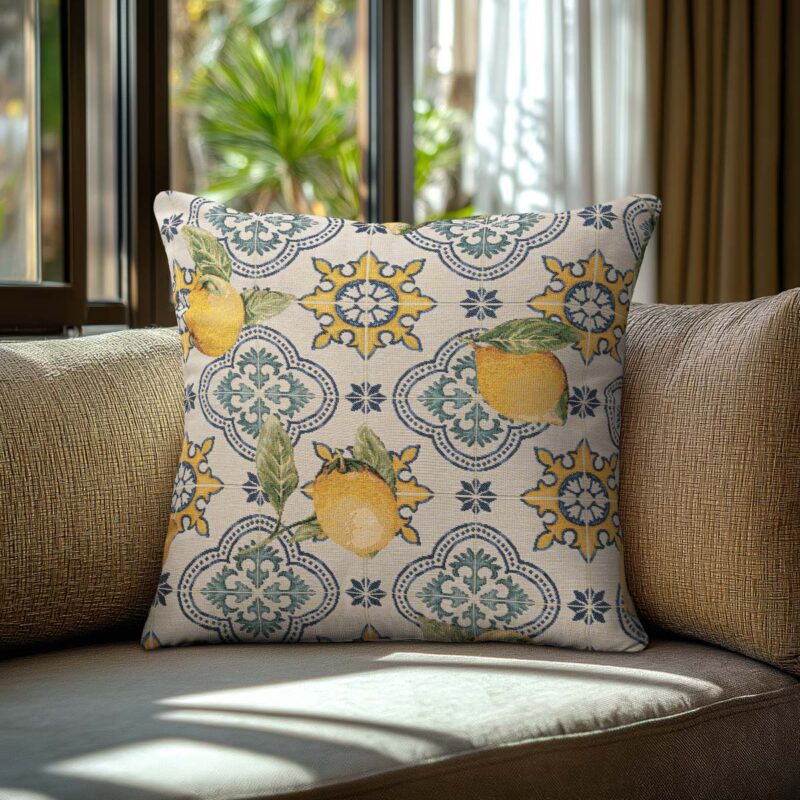 Beauty Home Μαξιλαροθήκη ΣΤΟΦΑ ΛΕΜΟΝΙΑ ΣΕ ΦΟΝΤΟ ΜΕ ΠΛΑΚΑΚΙΑ 5762882