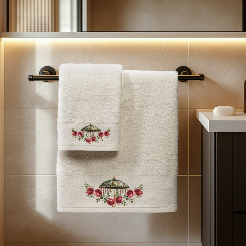 Beauty Home Σετ πετσέτες 3τμχ με εκτύπωση Art 3550 (30×50+50×90+70×140) Εκρού 5766703