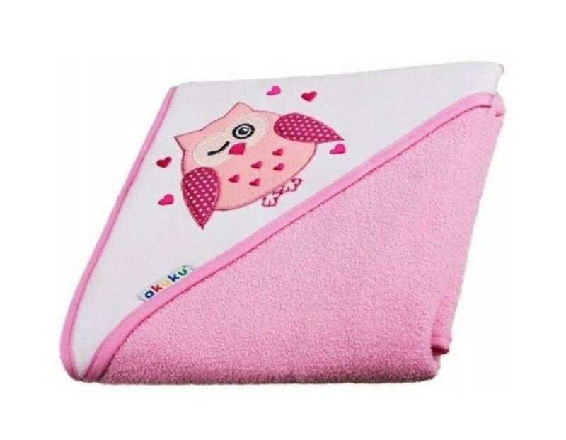 Βρεφική Πετσέτα με Κουκούλα 100x100cm Owl Akuku Pink 1243
