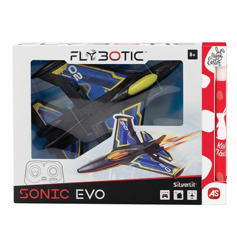 Λαμπάδα Silverlit Flybotic Sonic Evo Τηλεκατευθυνόμενο Αεροπλάνο Μπλε Για 8+ Χρονών