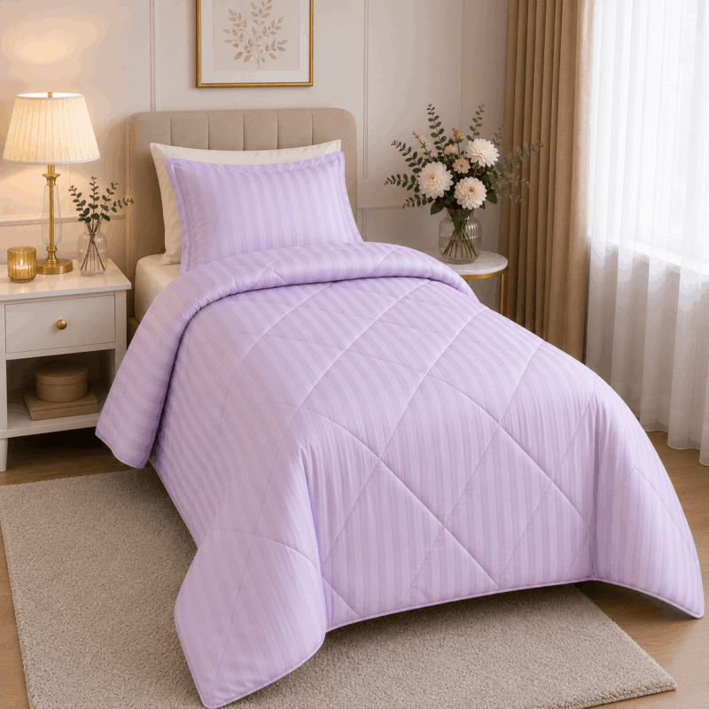 Πάπλωμα Σατέν Ριγέ Μονό 160×240 Lilac 5401866