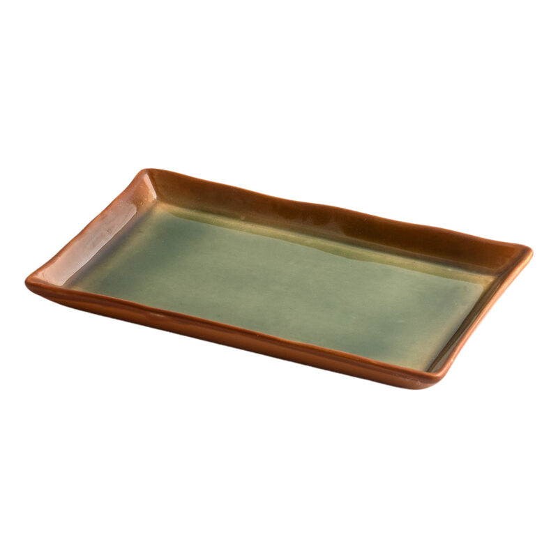 Beauty Home Πιατέλα πορσελάνης Gaia Αrt 7701-1 19×12 Πράσινη 5770524