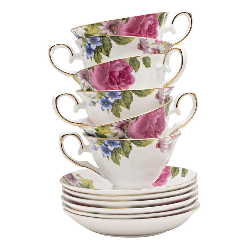 Beauty Home Σετ φλυτζάνια τσαγιού πορσελάνης 12τμχ Eternal Art 7715 Σχέδιο Λουλούδι 5770675