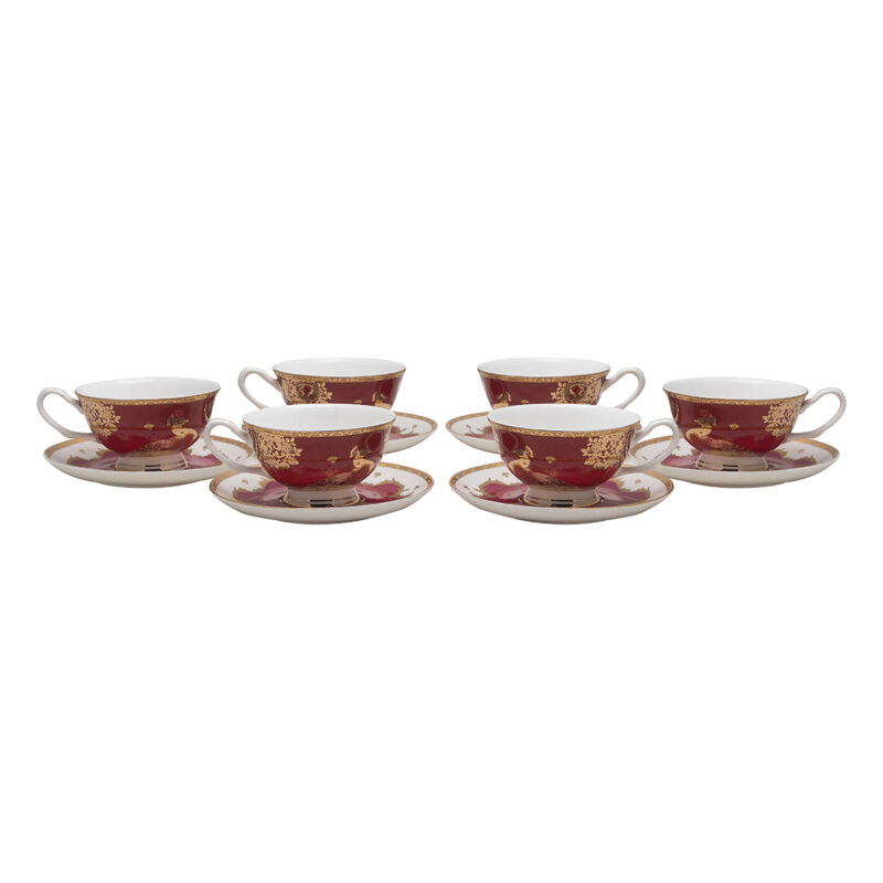Beauty Home Σετ φλυτζάνια τσαγιού πορσελάνης 12τμχ Eternal Art 7716 Μπορντό 5770679