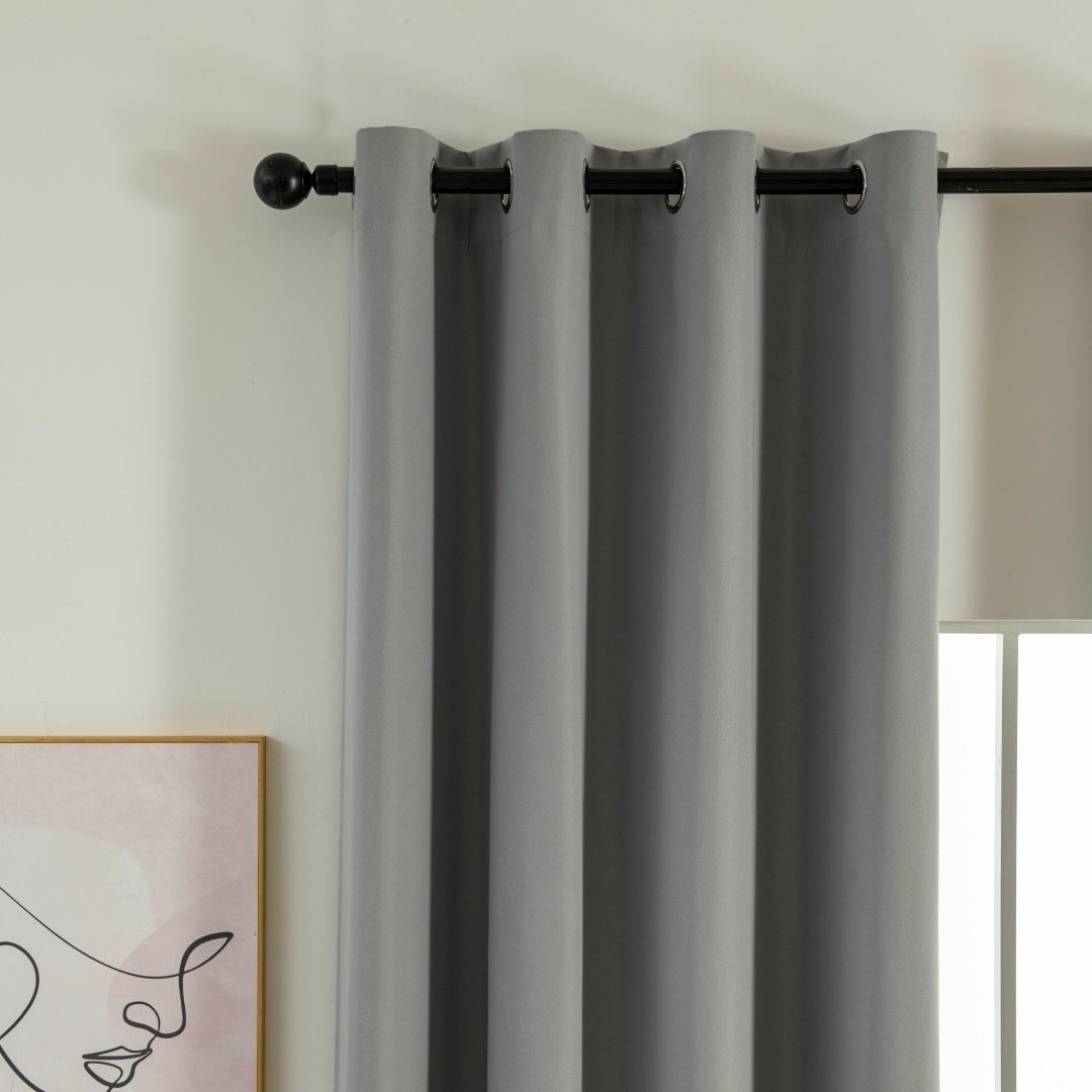 Beauty Home Κουρτίνα Full Blackout σκίασης με 8 κρίκους Soft Art 8391 Grey-11 140x270 Γκρι