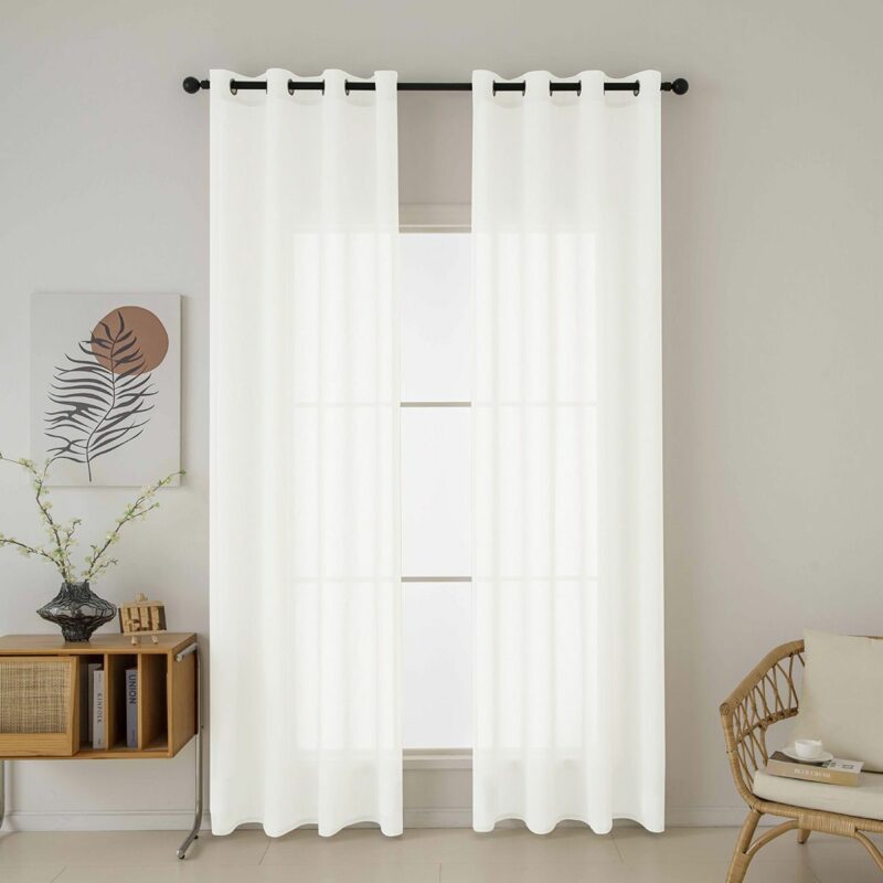 Beauty Home Κουρτίνα γάζα μονόχρωμη με 8 μεταλλικούς κρίκους Fit Art 8447 140×270 Εκρού 5765186