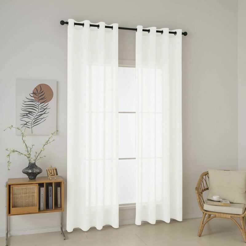Beauty Home Κουρτίνα γάζα μονόχρωμη με 8 μεταλλικούς κρίκους Fit Art 8447 140×270 Εκρού 5765188