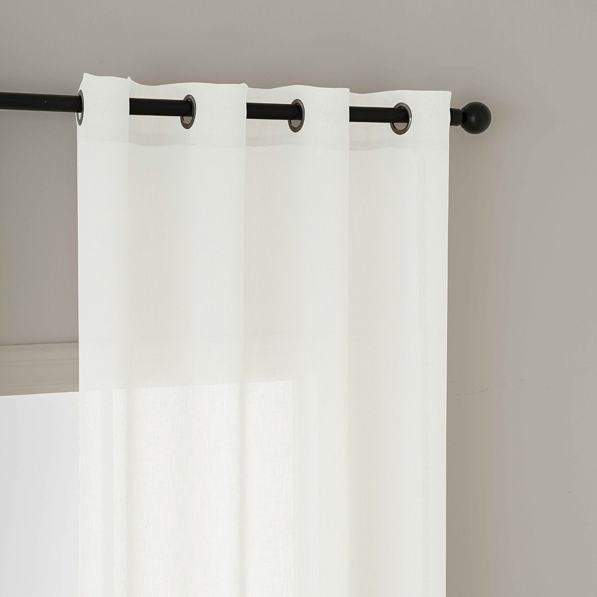 Beauty Home Κουρτίνα γάζα μονόχρωμη με 8 μεταλλικούς κρίκους Fit Art 8447 140x270 Εκρού - Image 6