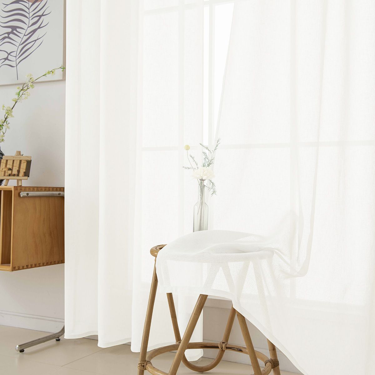 Beauty Home Κουρτίνα γάζα μονόχρωμη με 8 μεταλλικούς κρίκους Fit Art 8447 140x270 Εκρού - Image 9