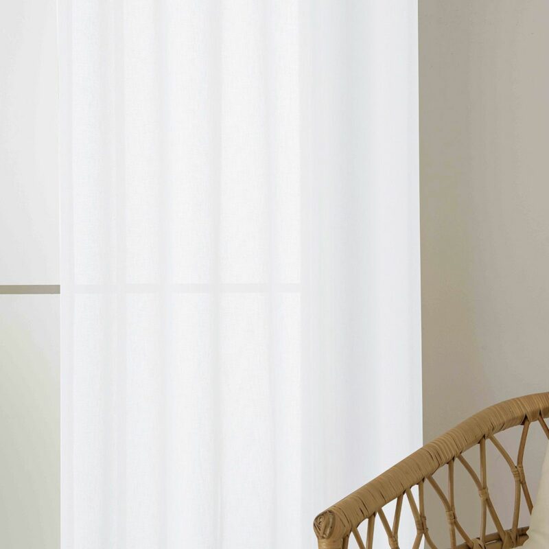 Beauty Home Κουρτίνα γάζα μονόχρωμη με 8 μεταλλικούς κρίκους Fit Art 8447 140×270 Λευκό 5765158