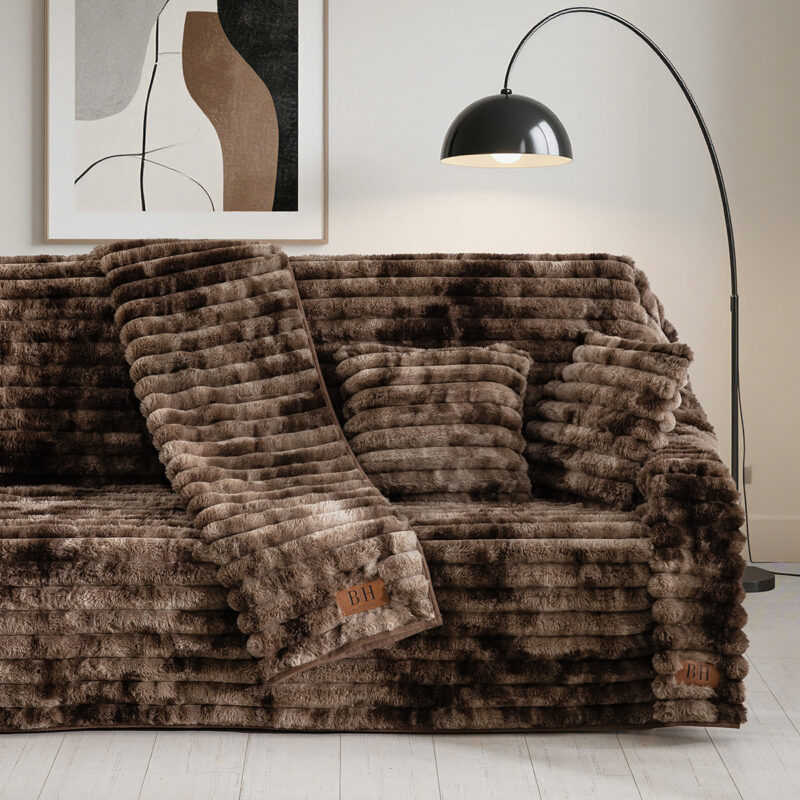 Beauty Home Ριχτάρι Τριθέσιο Fur Tie Dye Art 8680 180×300 Καφέ 5965570