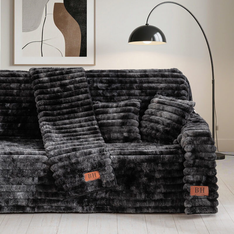 Beauty Home Ριχτάρι Τριθέσιο Fur Tie Dye Art 8681 180×300 Ανθρακί 5965583