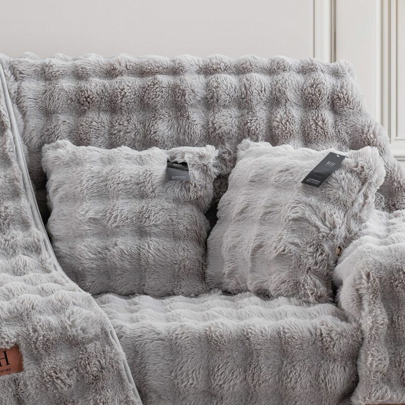 Beauty Home Γούνινη Μαξιλαροθήκη διακοσμητική Pop Art 8721 40×40 Γκρι 5765788