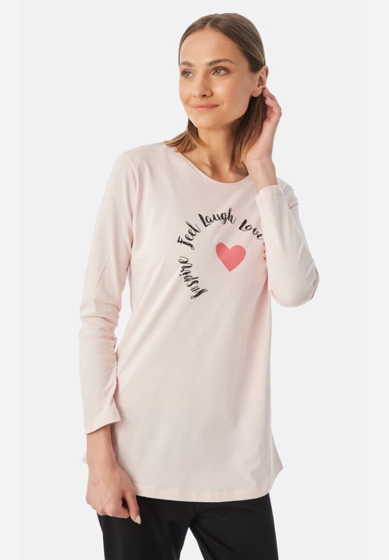 Minerva Γυναικεία Πυτζάμα με Boyfriend T-shirt & Chino Παντελόνι Ροζ