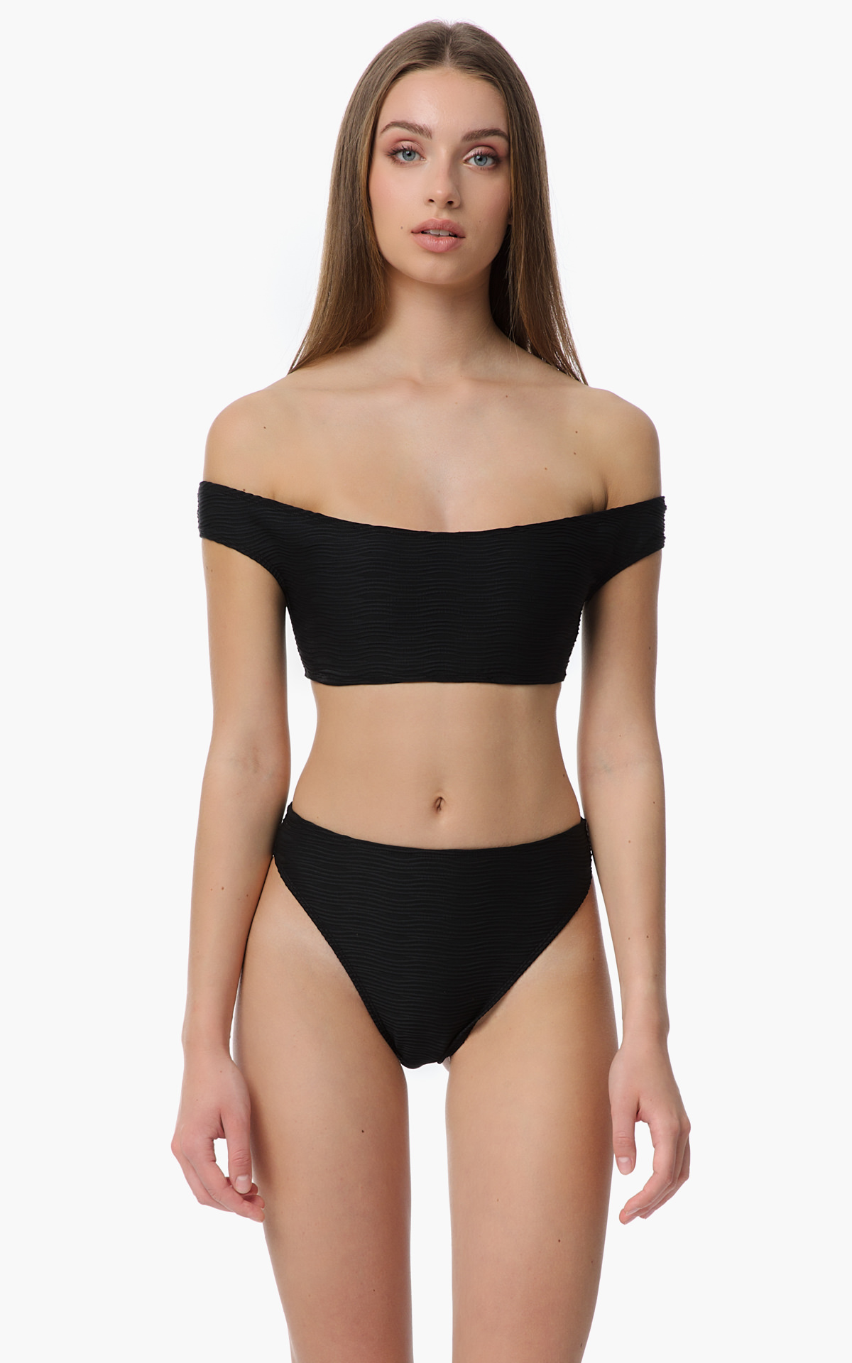 Athina Off-Shoulder Crop Bikini Top Μαύρο 90-90319-045 Μαύρο