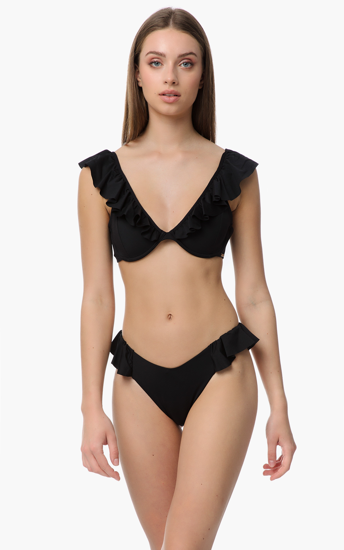 Delfi Wired Τρίγωνο Bikini Top με βολάν 90-9034B-045 Μαύρο Μαύρο