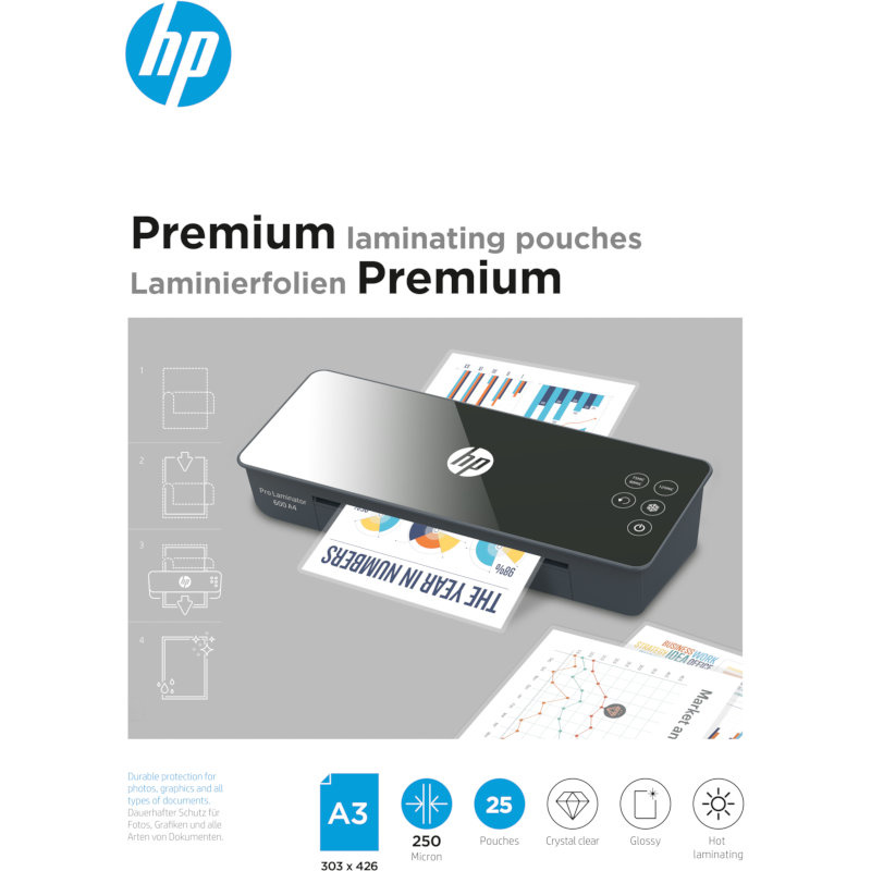 HP 9128 Premium φύλλα πλαστικοποίησης για Α3 – 250 microns – 25 τμχ 113049-0027