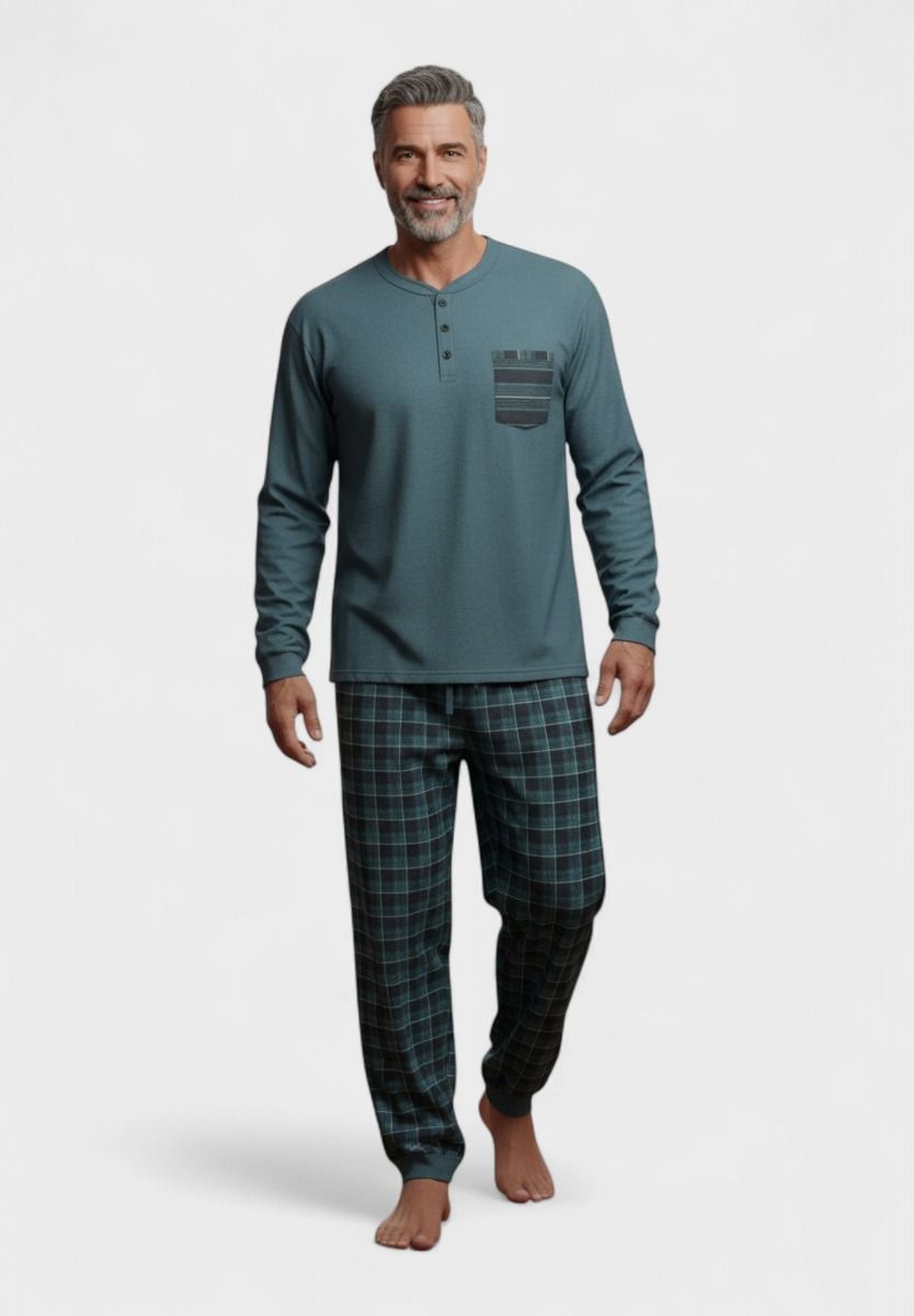 Ανδρική Interlock Πιτζάμα Collection Checkmate Comfort Πράσινο - Image 2