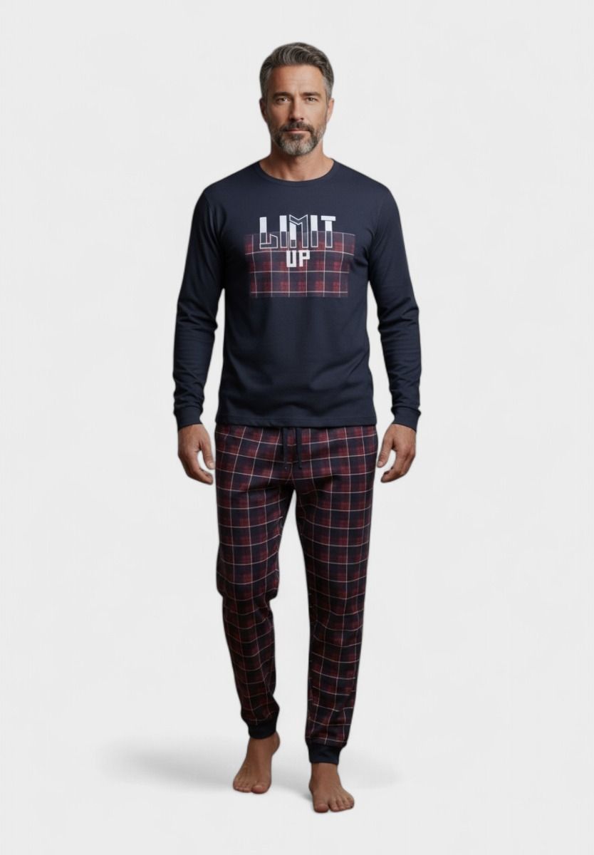 Ανδρική Βαμβακερή Πιτζάμα Interlock Collection Limit Up Μπλε - Image 2
