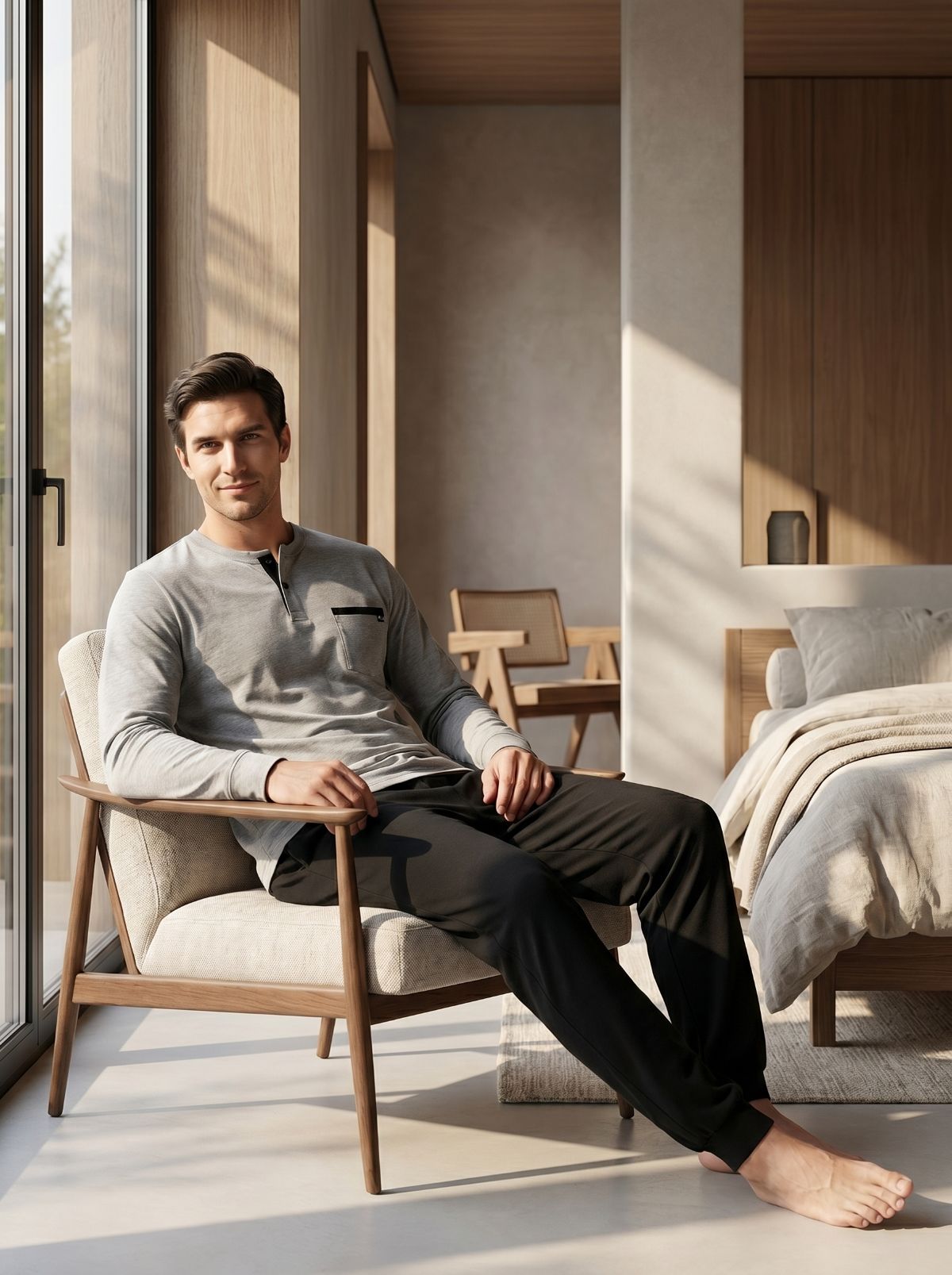 Nina Club Urban Relax Ανδρική Πιτζάμα 100% Βαμβακερή Γκρι - Image 3
