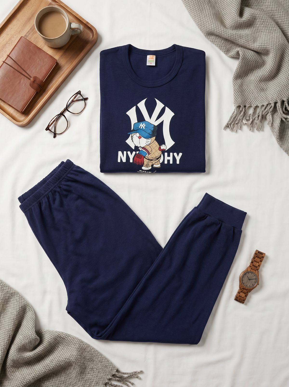 Nina Club New York Ανδρική Βαμβακερή Πιτζάμα 100% Cotton Μπλε - Image 3