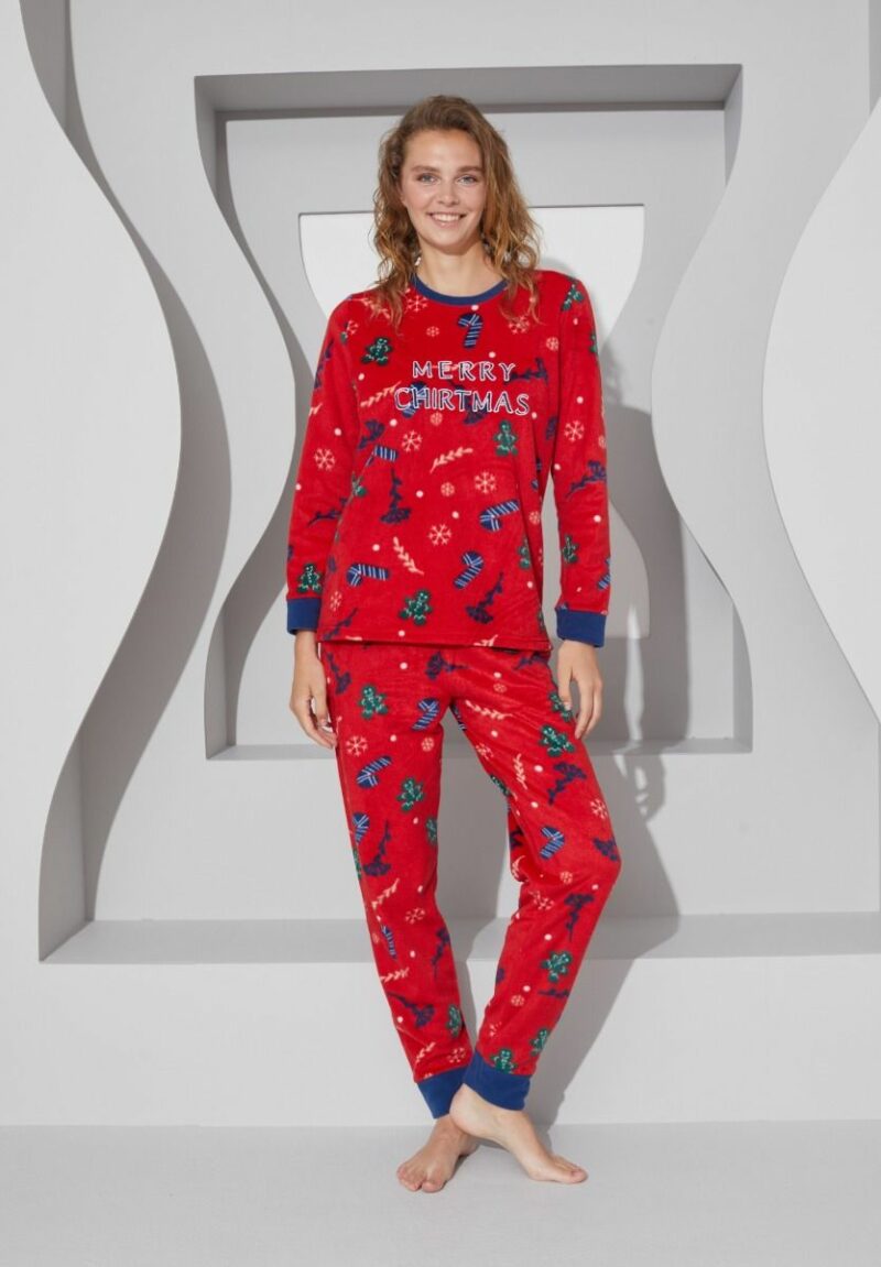 Πιτζάμα γυναικεία Fleece Christmas Sexen Κόκκινο