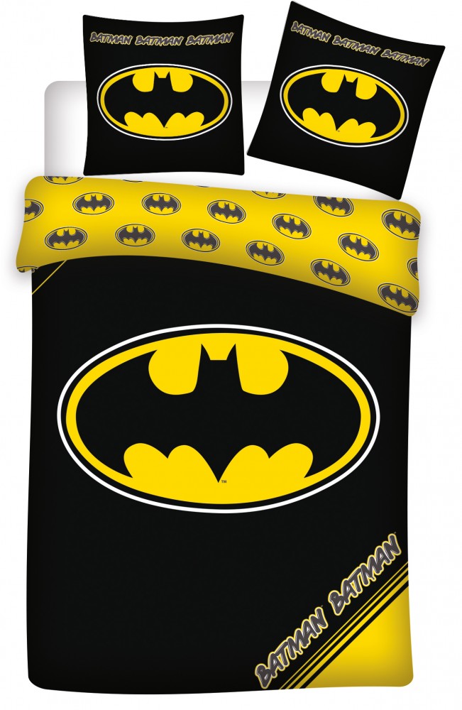 Batman Logo Διπλής Όψης Σετ Μονή Παπλωματοθήκη Βαμβακερή 2 Τεμαχίων 140×200 και 70×90 cm 5899099