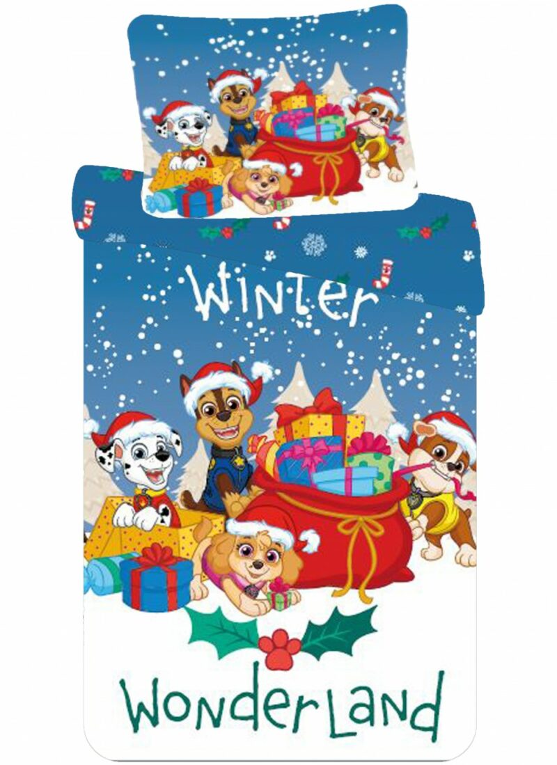 Paw Patrol Holiday Christmas Σετ Μονή Παπλωματοθήκη Βαμβακερή 2 Τεμαχίων 140×200 και 70×90 cm 5899283