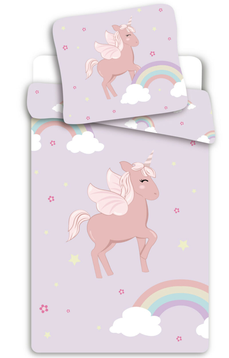 Unicorn Cloudy Pink Σετ Μονή Παπλωματοθήκη Βαμβακερή 2 Τεμαχίων 140×200 και 70×90 cm 5873531