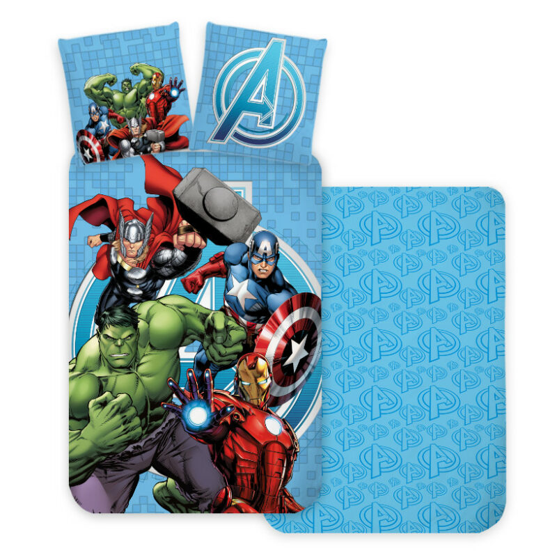 Avengers Blue Σετ Μονή Παπλωματοθήκη Βαμβακερή 2 Τεμαχίων 140×200 και 70×90 cm 5899141