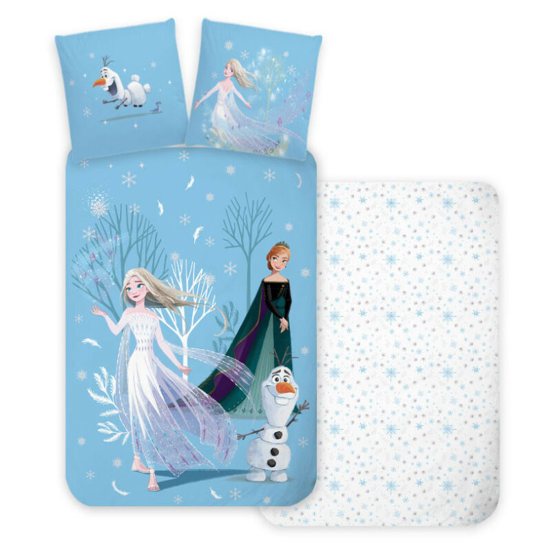 Disney Frozen Snowing Day Σετ Μονή Παπλωματοθήκη Βαμβακερή 2 Τεμαχίων 140×200 και 70×90 cm 5873854