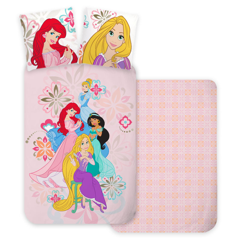 Disney Princess Bloom Σετ Μονή Παπλωματοθήκη Βαμβακερή 2 Τεμαχίων 140×200 και 70×90 cm 5873828