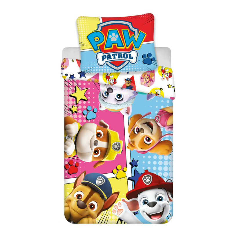 Paw Patrol Comic Σετ Μονή Παπλωματοθήκη Βαμβακερή 2 Τεμαχίων 140×200 και 70×90 cm 5873907