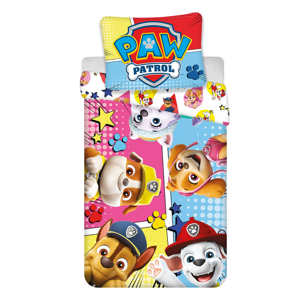 Paw Patrol Comic Βρεφικό Βαμβακερό Σετ Παπλωματοθήκης 2 Τεμαχίων 100×135 και 40×60 cm