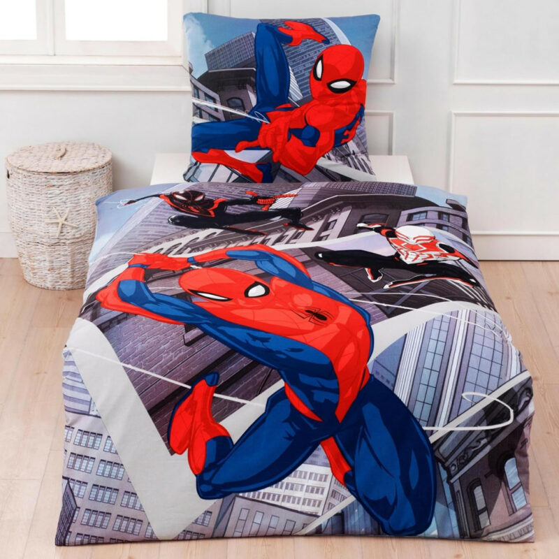 Spiderman Triplet Σετ Μονή Παπλωματοθήκη Βαμβακερή 2 Τεμαχίων 140×200 και 70×90 cm 5899376