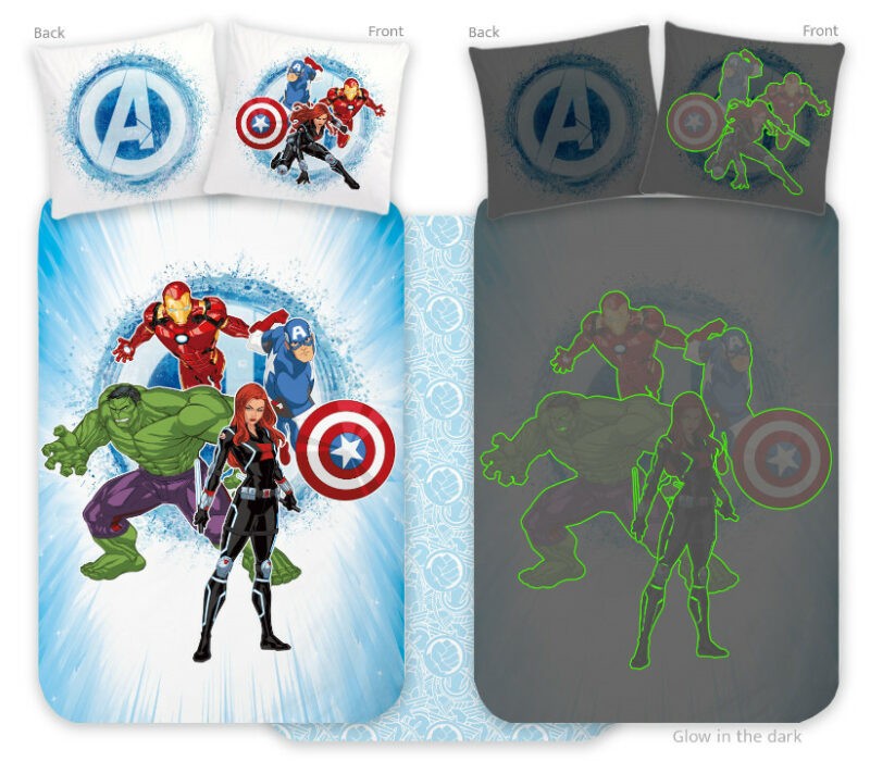 Avengers Φωσφορίζον Βρεφικό Βαμβακερό Σετ Παπλωματοθήκης 2 Τεμαχίων 100×135 και 40×60 cm 5881897